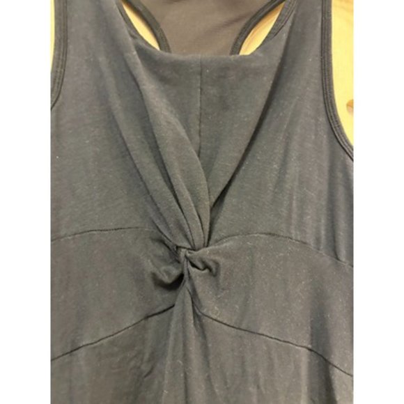 Athleta Black Racerback Straps Knot Waist Barre Bralette Tank Dress Size Small - Picture 2 of 7